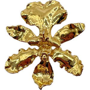 Risis 22K Gold Dipped Real Orchid Flower Brooch Pendant Costume Jewelry